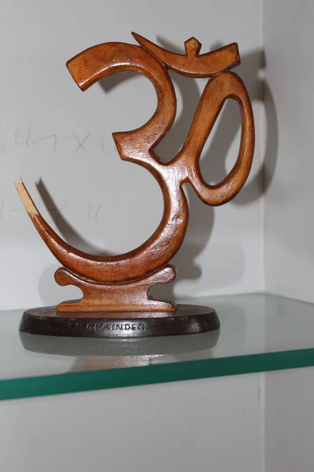 Photograph 16 of 28 from Thakur Ramsingh Ji's personal archive: his belongings and memorabilia on display shelves.